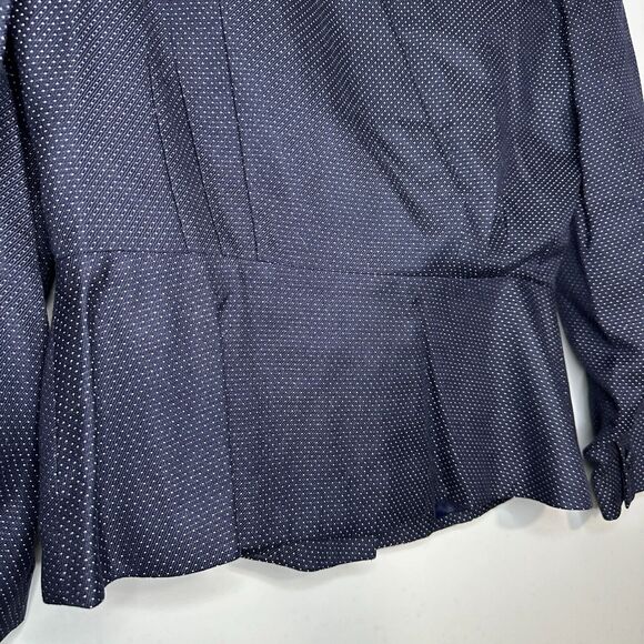 Vtg Sassco Blazer London New York Womens 12 Navy Polka Dot Office Siren Academia - Picture 6 of 10
